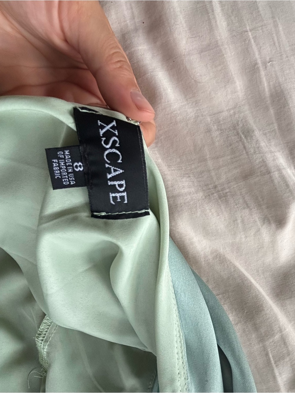 Xscape Seafoam Green Satin High-Neck Maxi Dress - Picture 5 of 7